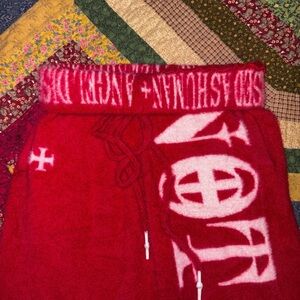 BEVYII Not Human Unisex Red Fuzzy Sweatpants - "Bevyi Angel" Collection